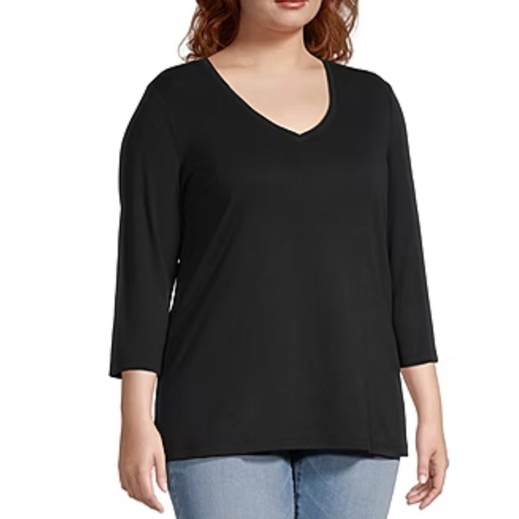 NWT St. John’s Bay V-Neck 3/4 Sleeve Tee - Picture 2 of 4